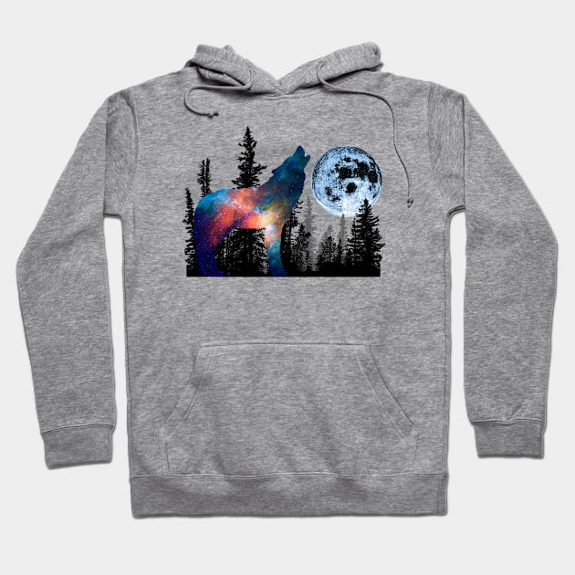 Wolf Animal Forest Wild Nature World Free Land Moon Hoodie by Cubebox